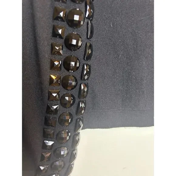 Trina Turk ashmere Blend Black Cardigan Shawl Size Small S Embellished - Picture 2 of 8